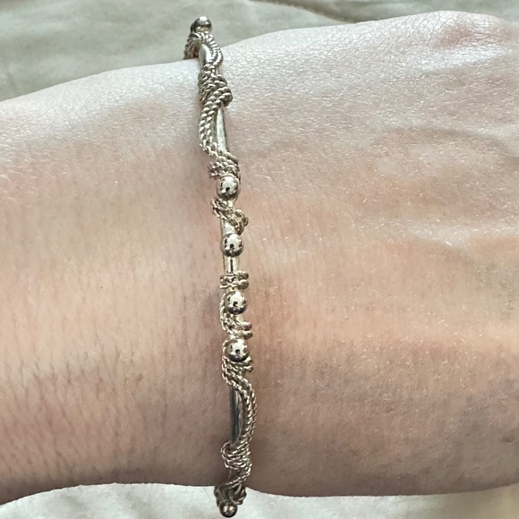 2/$20 Vintage, Silver tone, Tribal Wire Wrap decorative bangle bracelet. - Picture 4 of 11